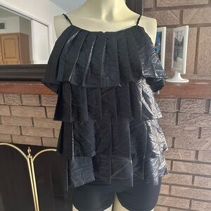 Poleci Black Tiered Camisole Top